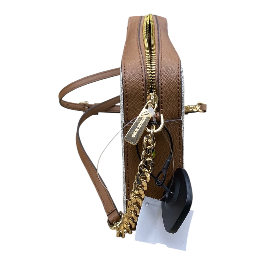 Handbag Designer By Michael Kors In Brown & White, Size:Medium