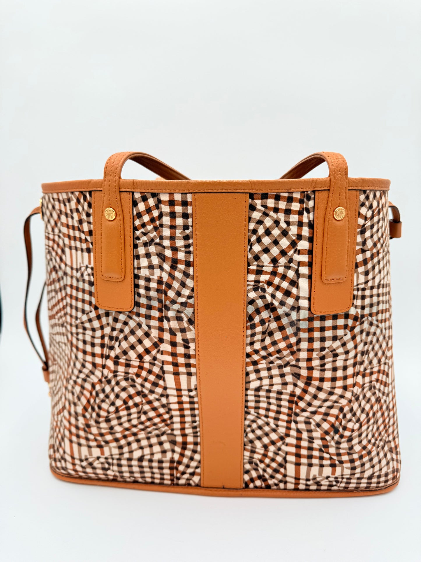 Tote Luxury Designer By Mcm In Tan, Size:Medium