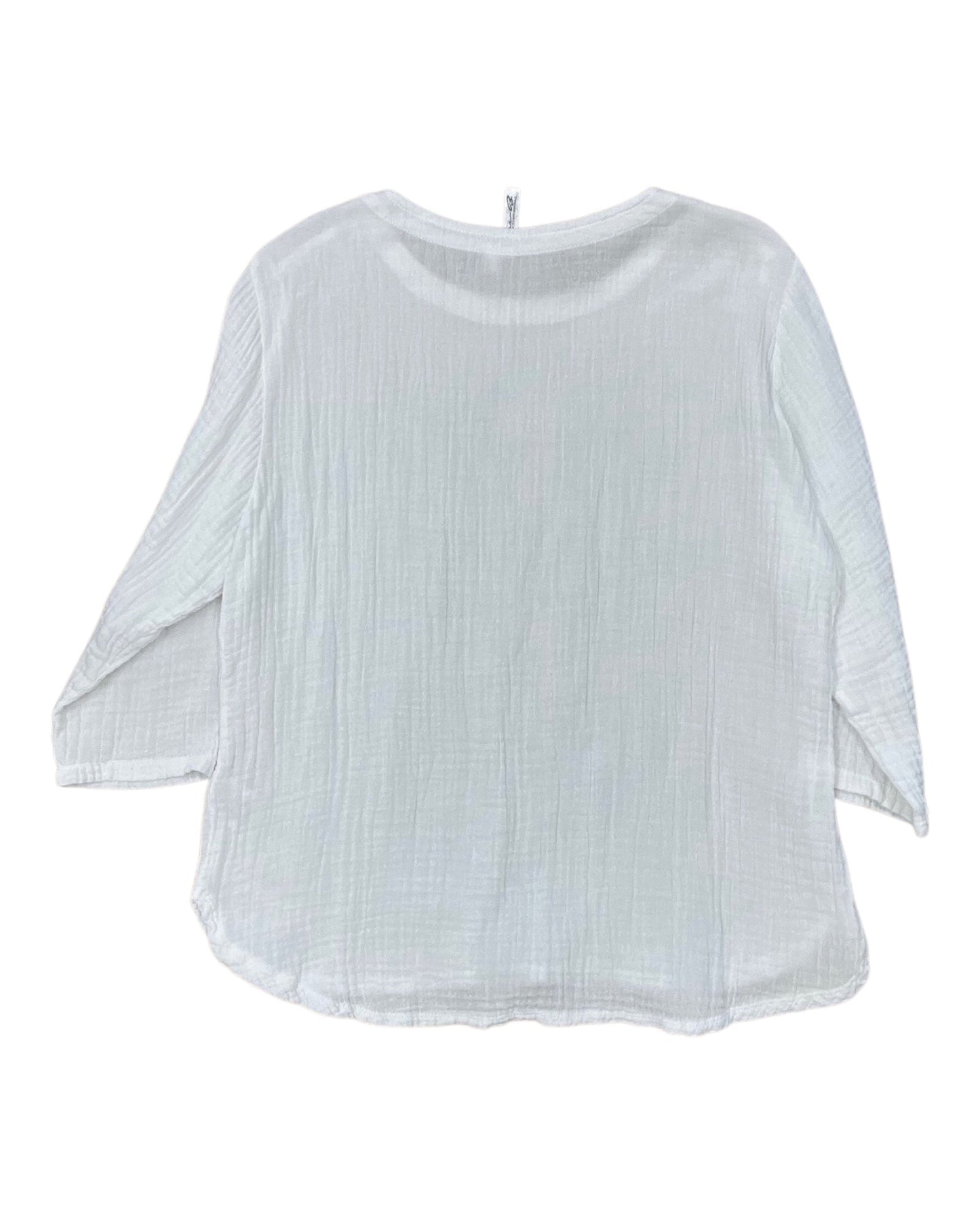 Top 3/4 Sleeve By Lulu B In White, Size:M