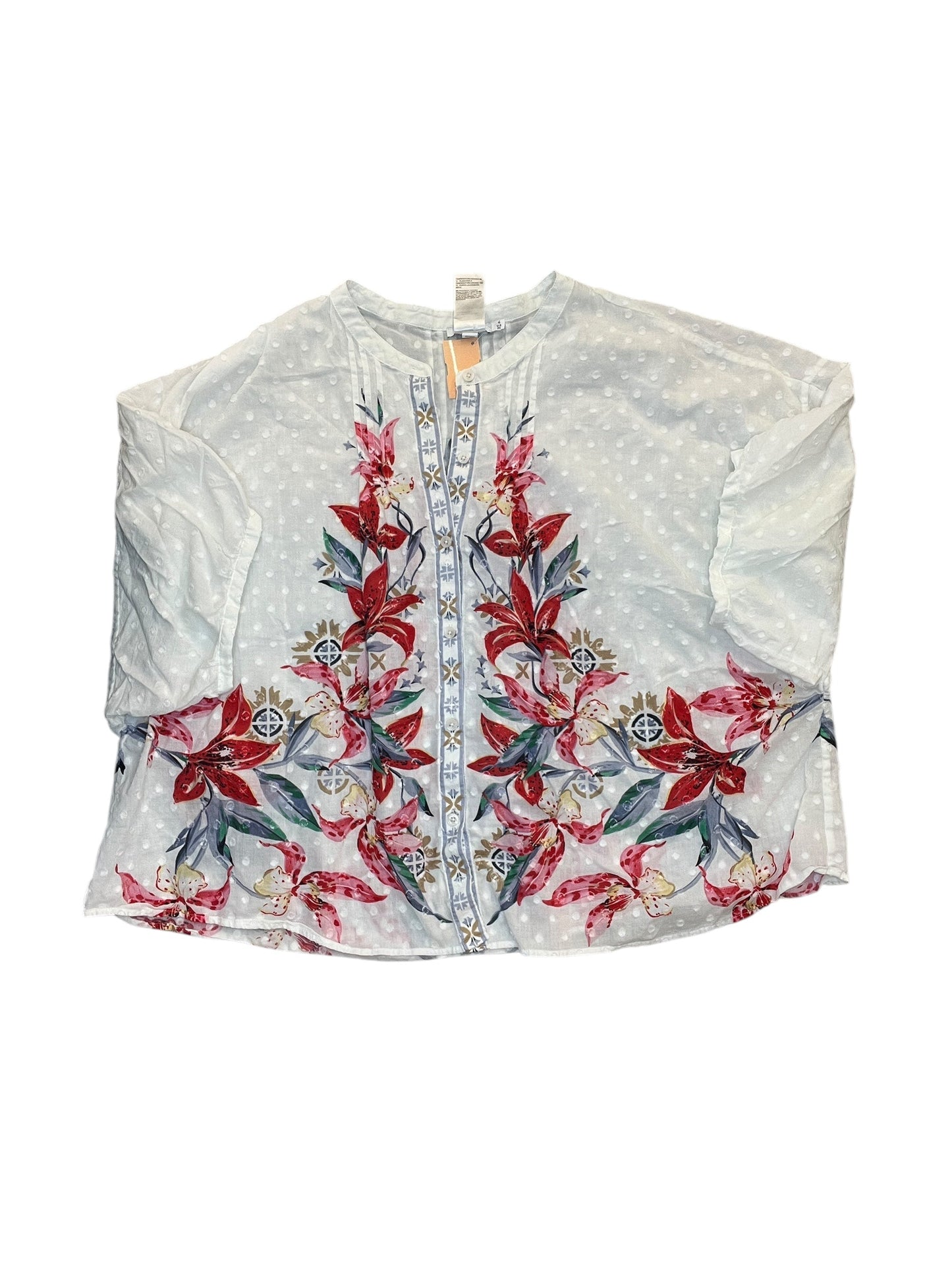 Blouse Ss By Chicos In Floral Print, Size:Xxl