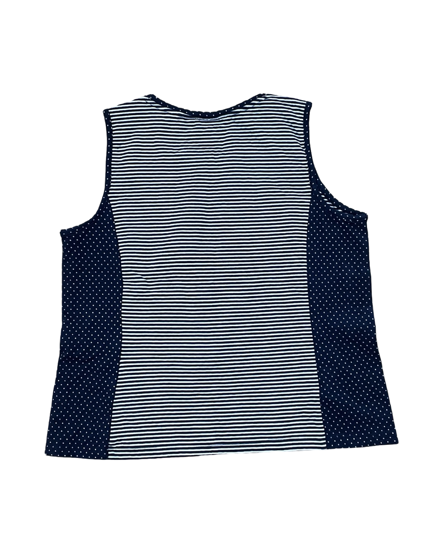 Top Sleeveless By Chicos In Blue & White, Size:L