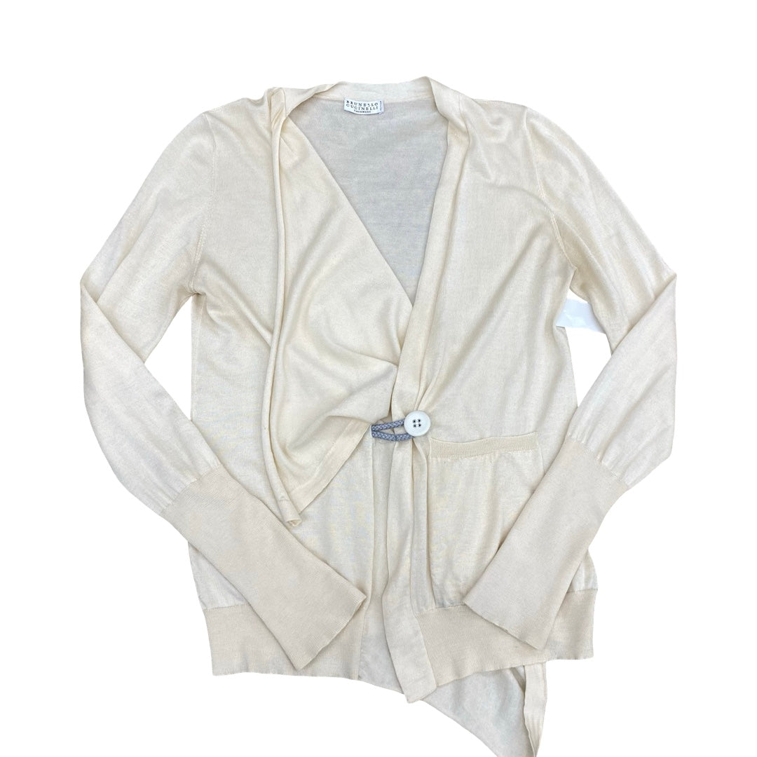 Sweater Cashmere Cardigan Designer By Brunello Cucinelli In Yellow, Size:S