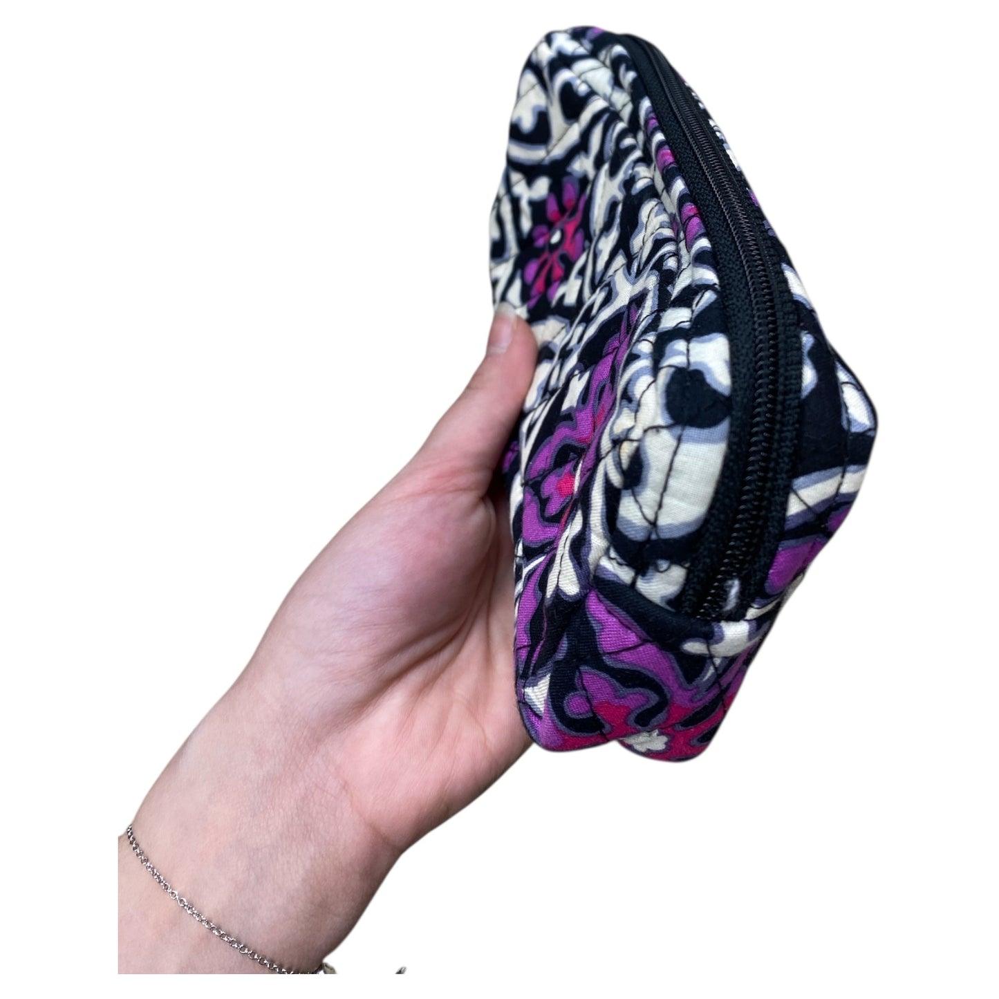 Makeup Bag By Vera Bradley In Purple & White, Size:Large