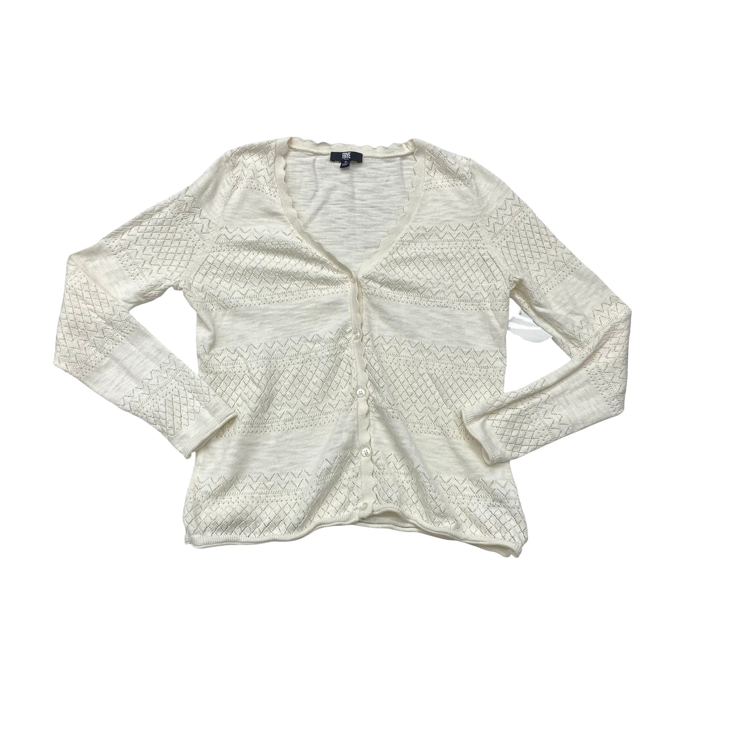 Sweater Cardigan Designer By Frye In Cream, Size:M