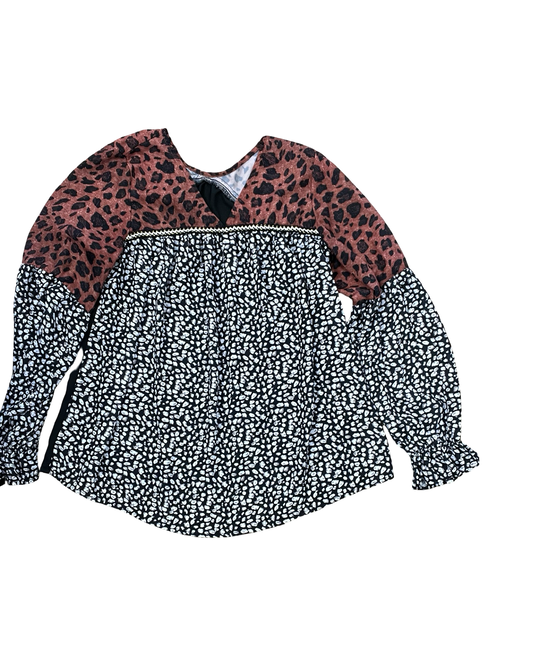 Top Ls By Clothes Mentor In Black & Brown, Size:M