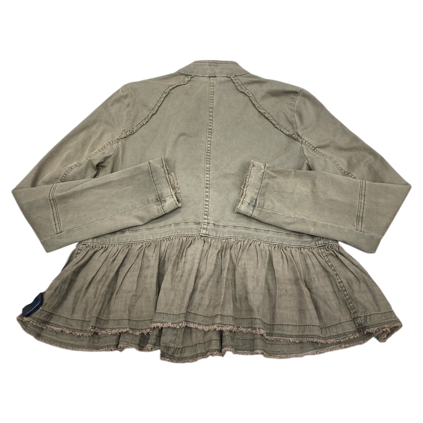 Jacket Denim By Free People In Green Denim, Size:Sp