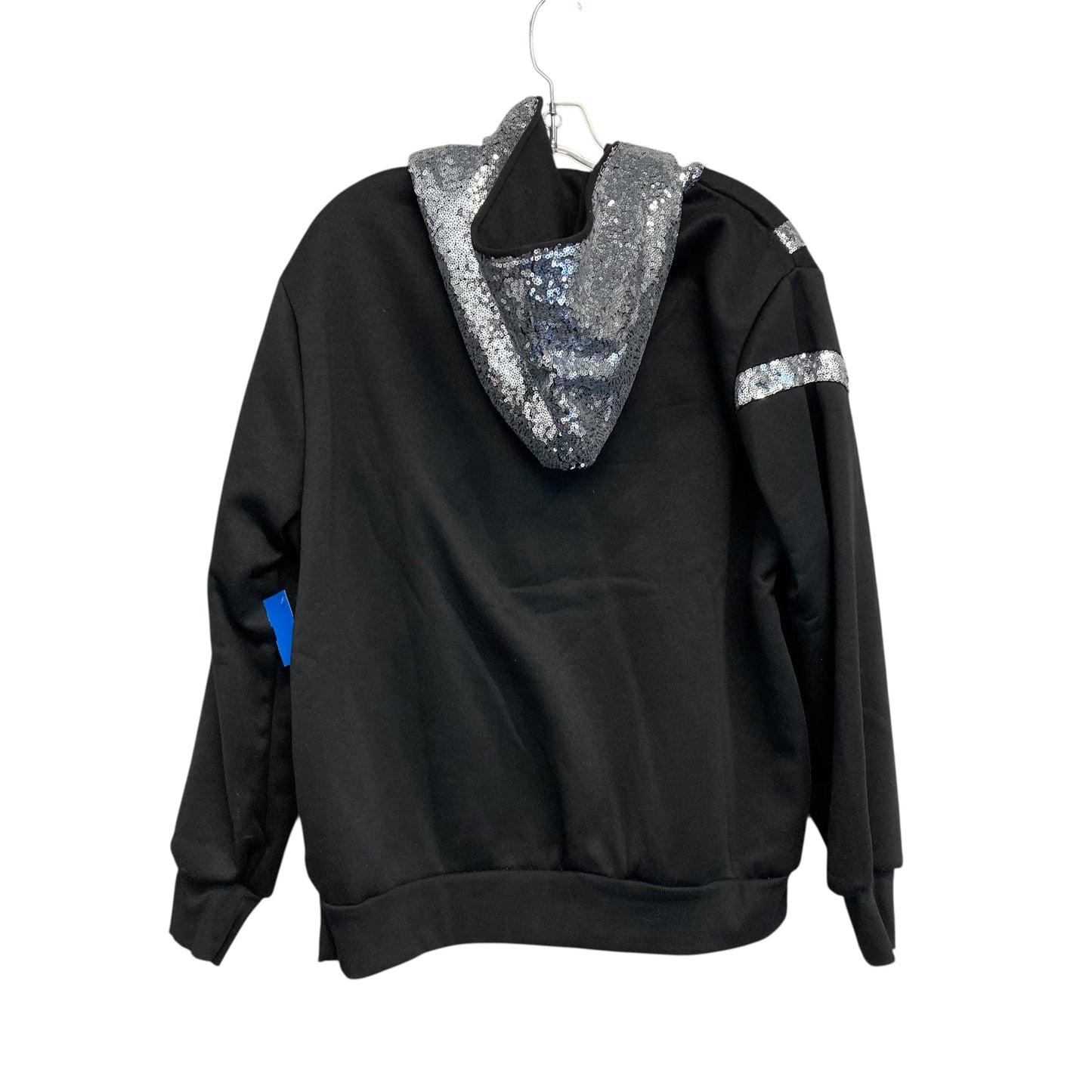 Sweatshirt Hoodie By Shein In Black & Silver, Size:Xl