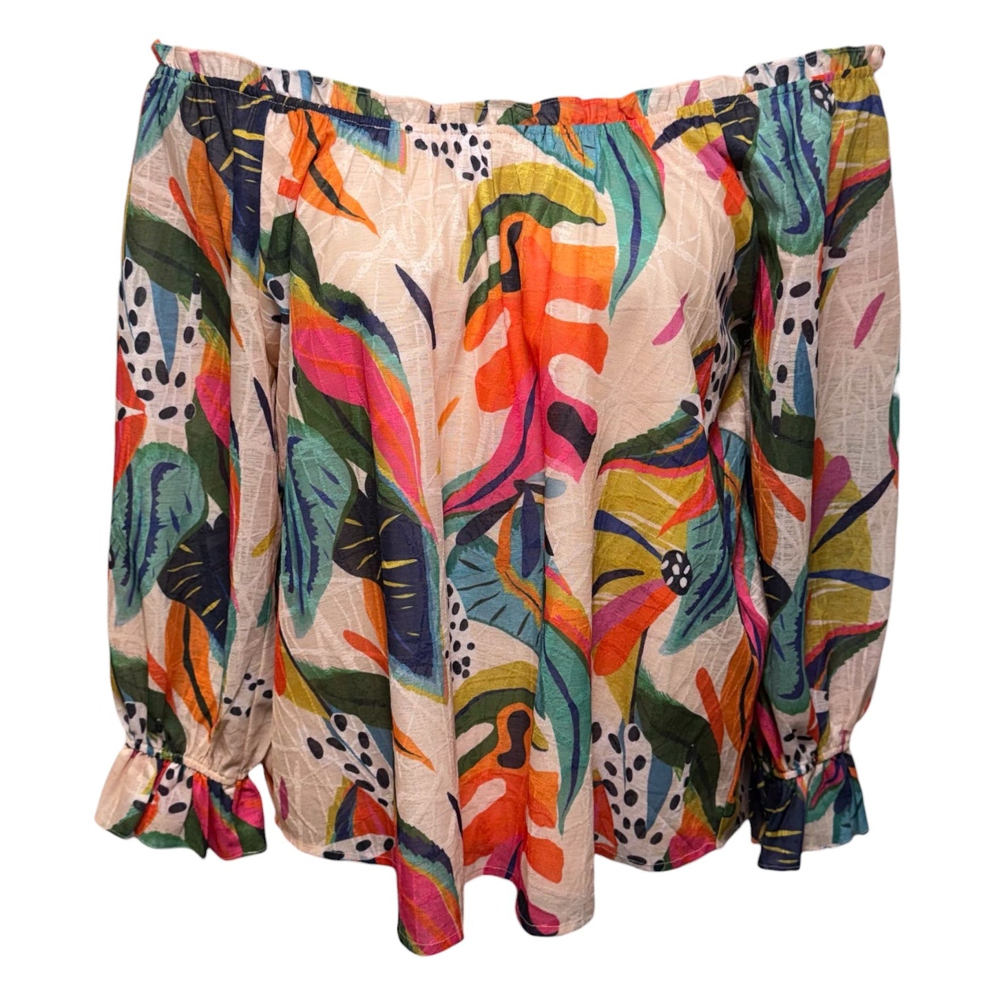 Top Long Sleeve By Ott In Tropical Print, Size: S