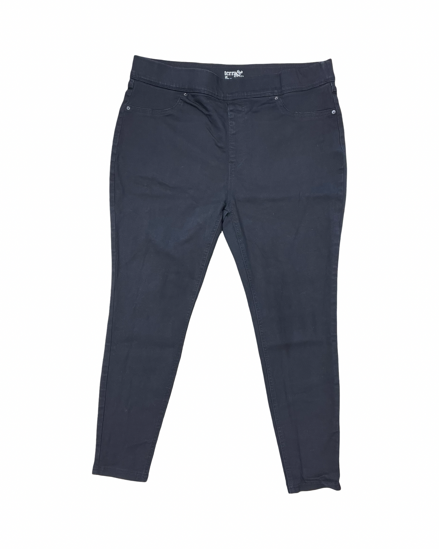 Jeans Skinny By Terra & Sky In Black Denim, Size:18