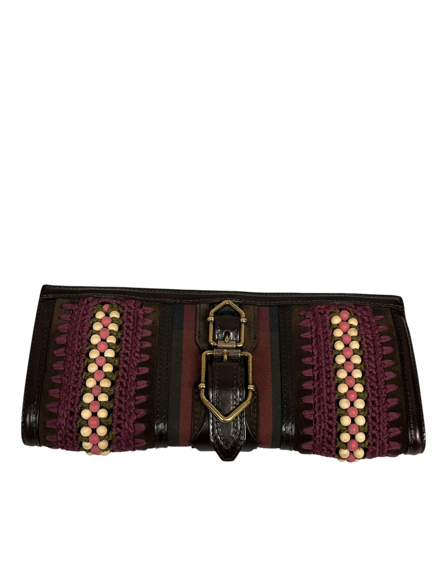 Clutch Luxury Designer By Burberry In Brown & Purple, Size:Medium