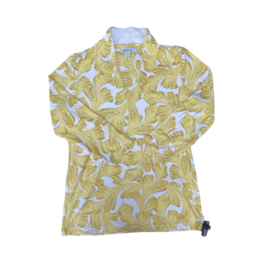 Top 3/4 Sleeve By Chicos In Yellow, Size:Xs