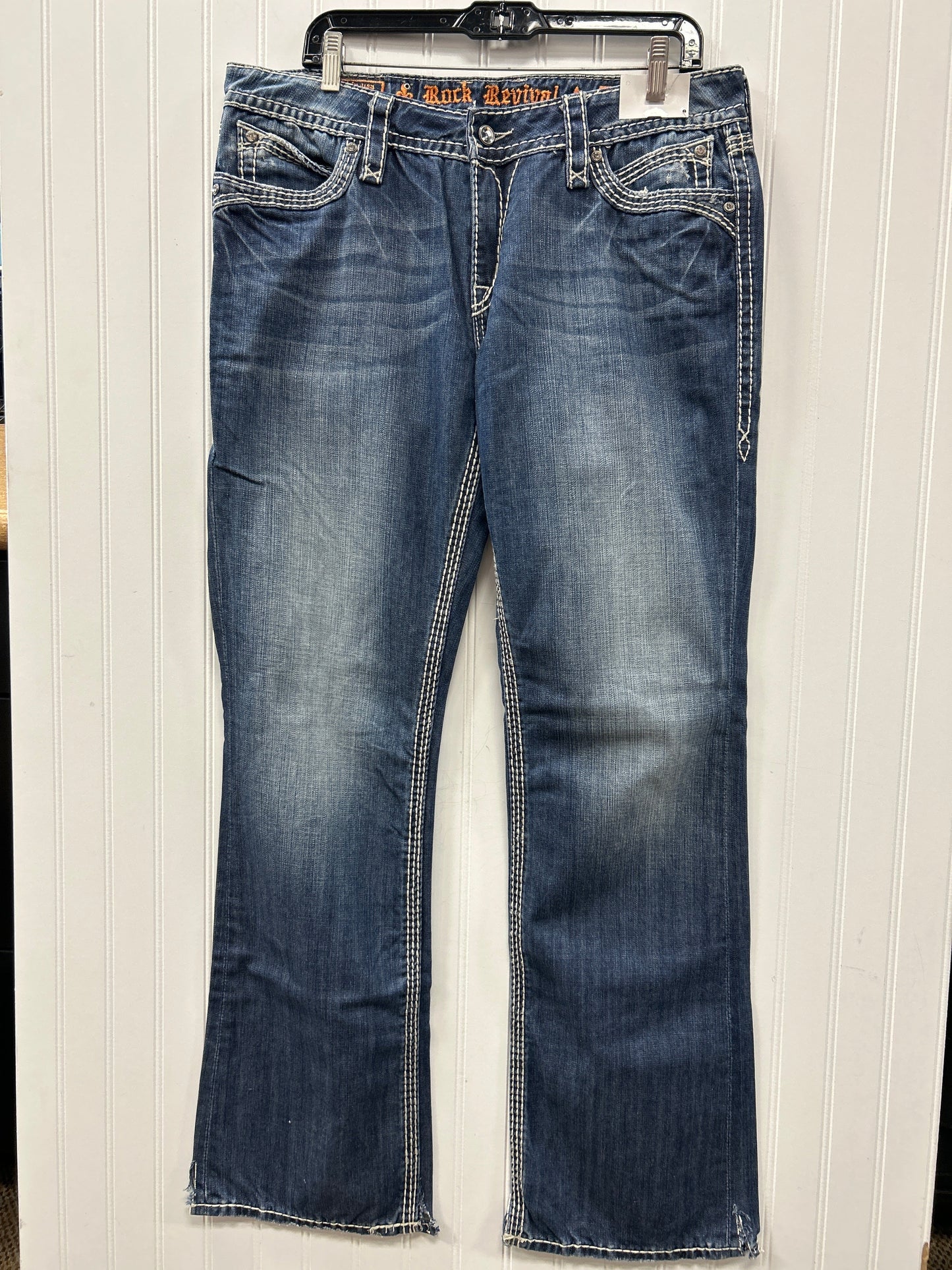 Jeans Boot Cut By Rock Revival In Blue Denim, Size:14