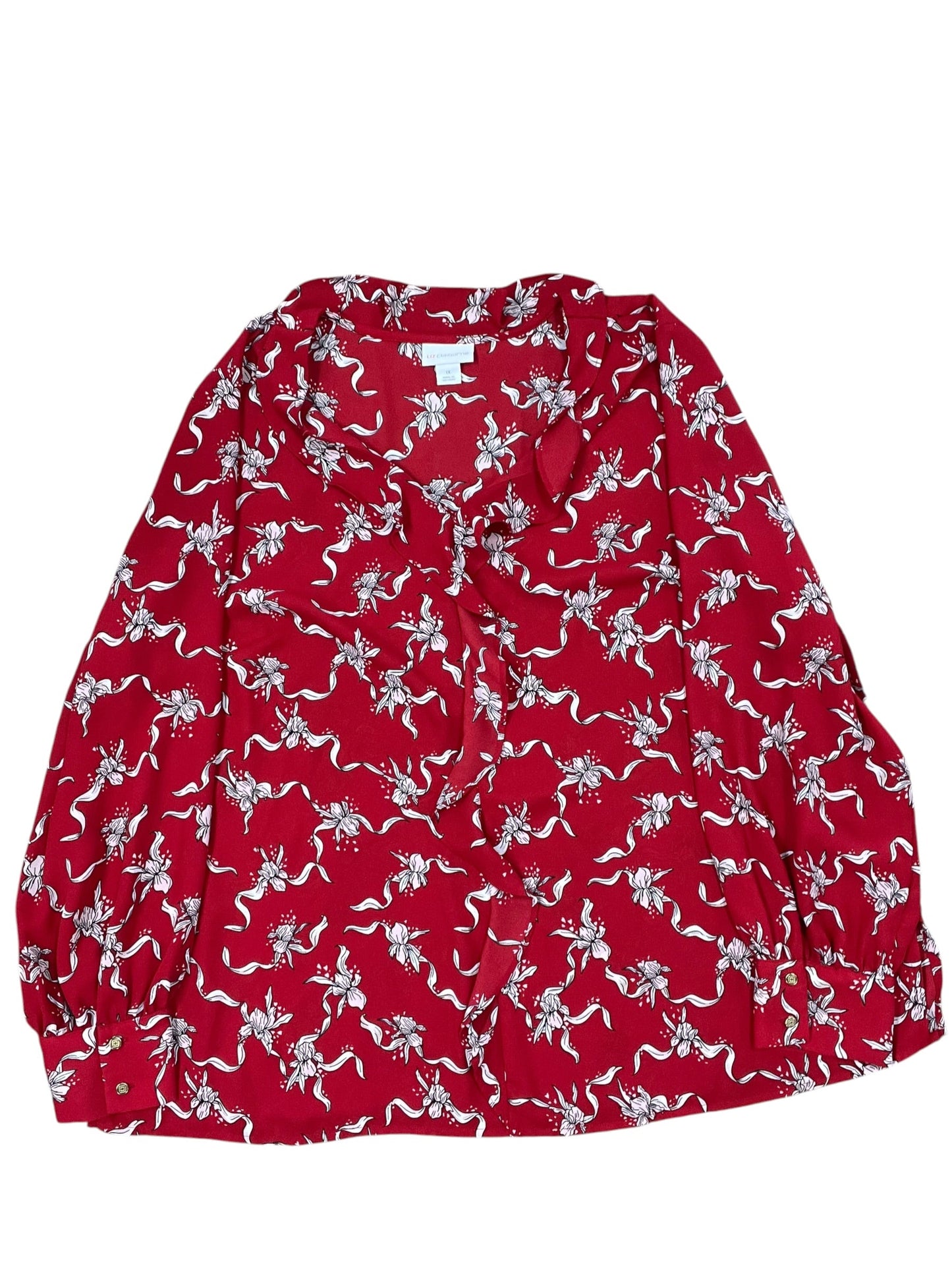 Top Ls By Liz Claiborne In Red & White, Size:1X