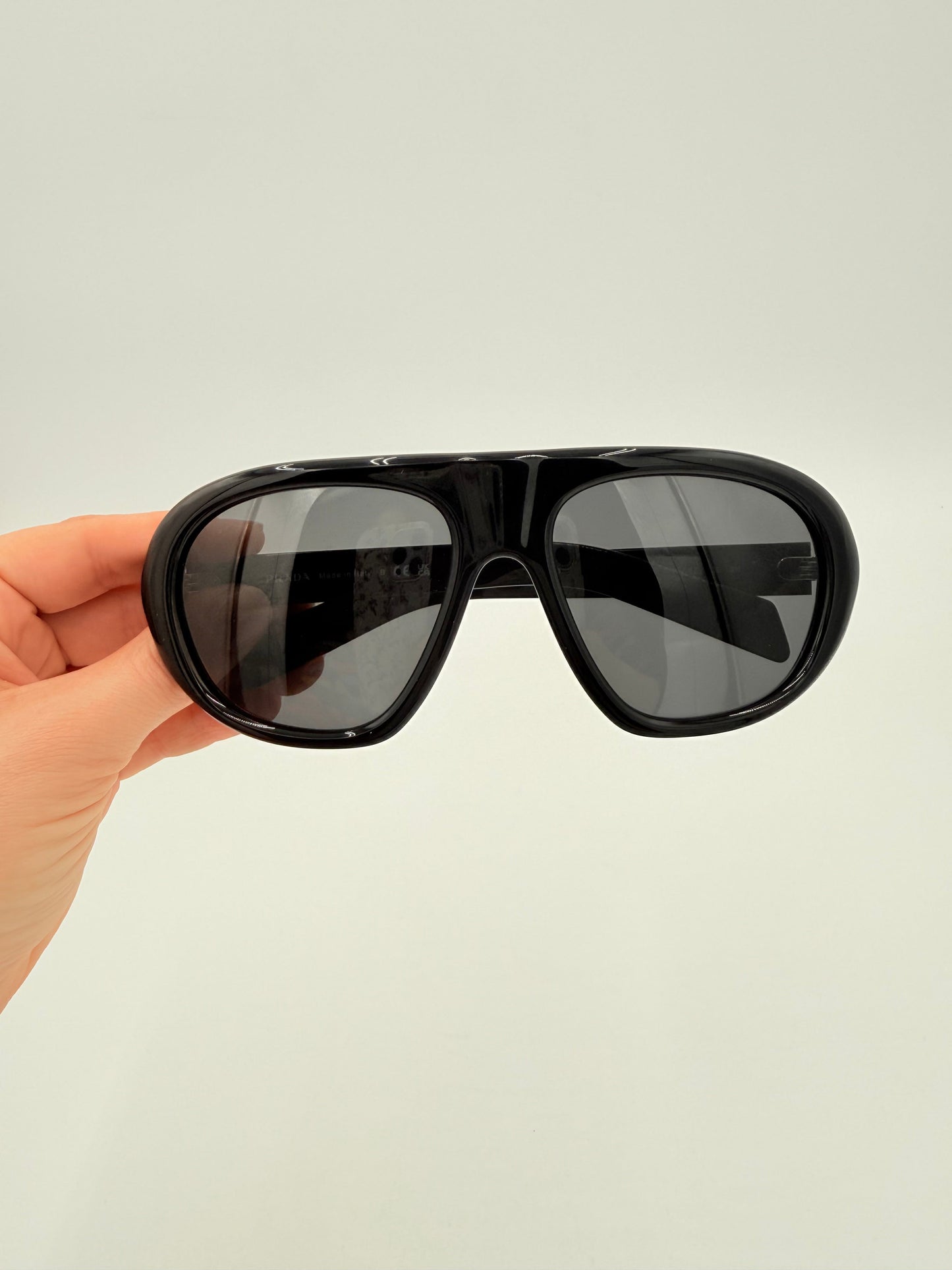 Sunglasses Luxury Designer By Prada In Black, Size: