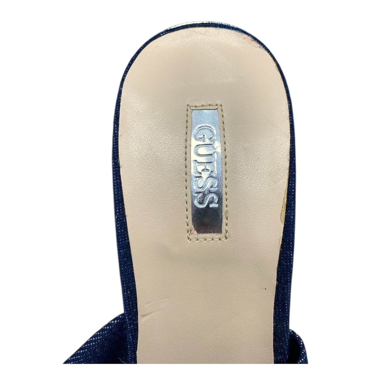 Shoes Heels Wedge By Guess In Blue Denim, Size:9.5