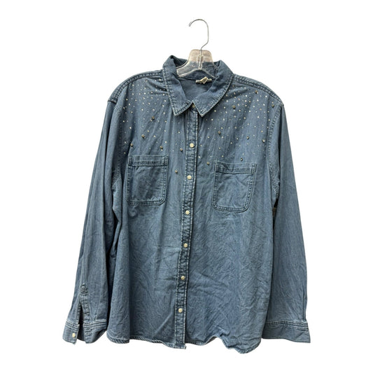 Top Ls By Ana In Blue Denim, Size:1X