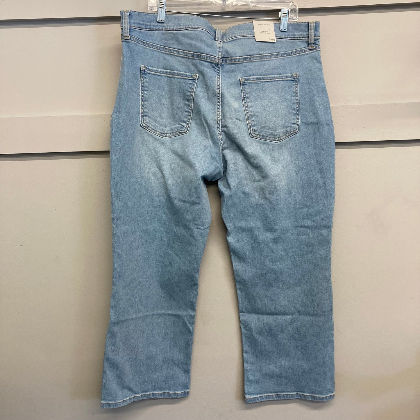 Jeans Boot Cut By Banana Republic In Blue Denim, Size:18