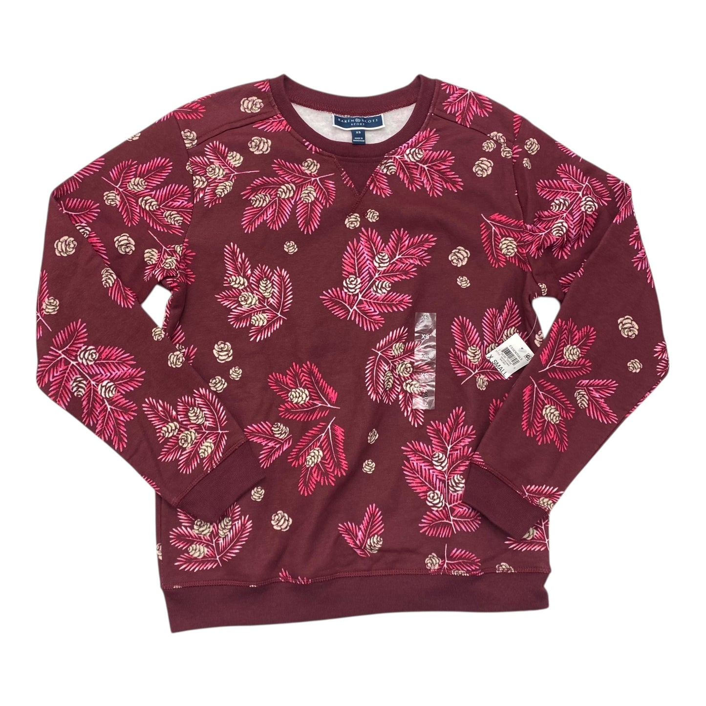 Top Ls By Karen Scott In Maroon, Size:Xs