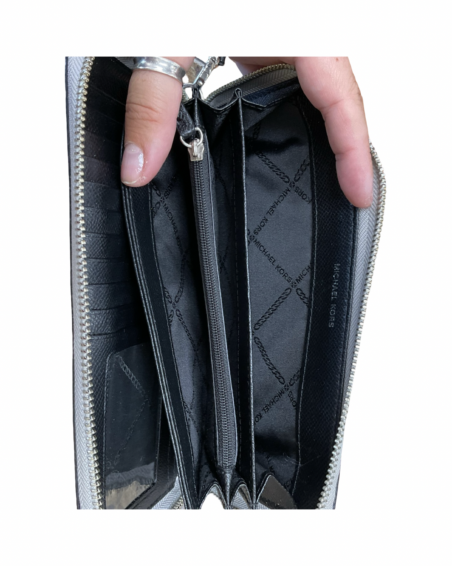 Wristlet Designer By Michael Kors In Silver, Size:Large