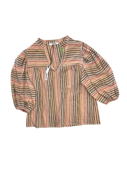 Top 3/4 Sleeve By Self Contrast In Striped Pattern, Size:M