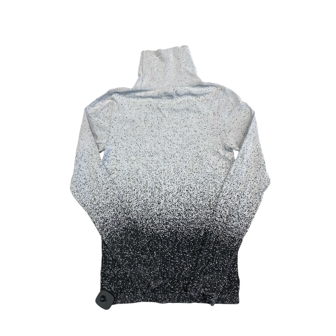Athletic Top Ls Collar By Athleta In Black & White, Size:L