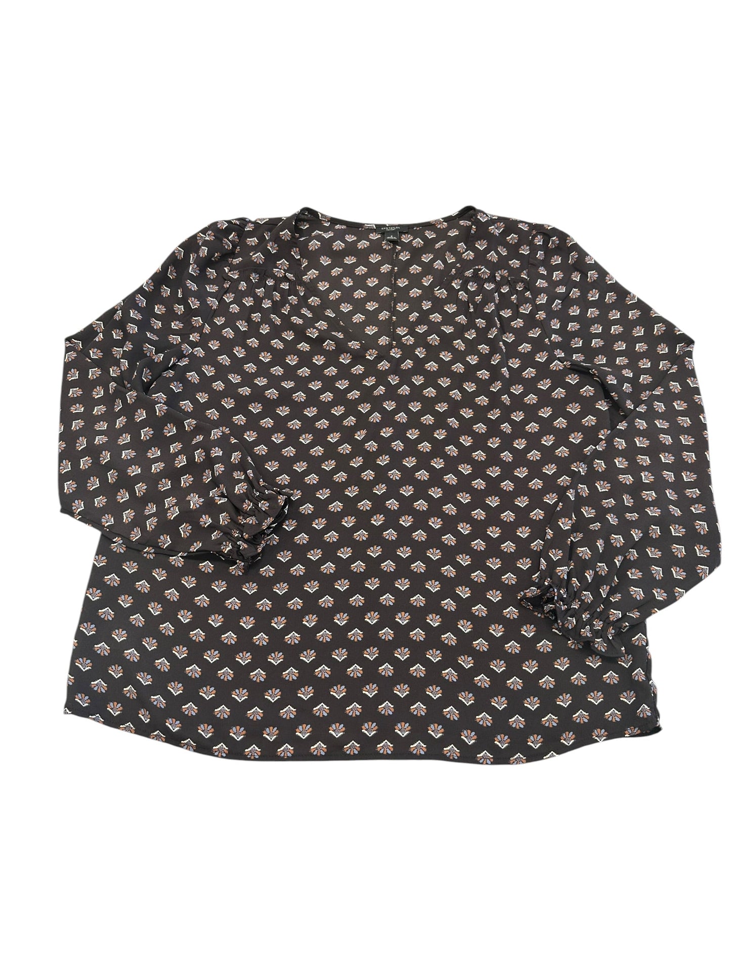 Blouse Ls By Ann Taylor In Brown, Size:M