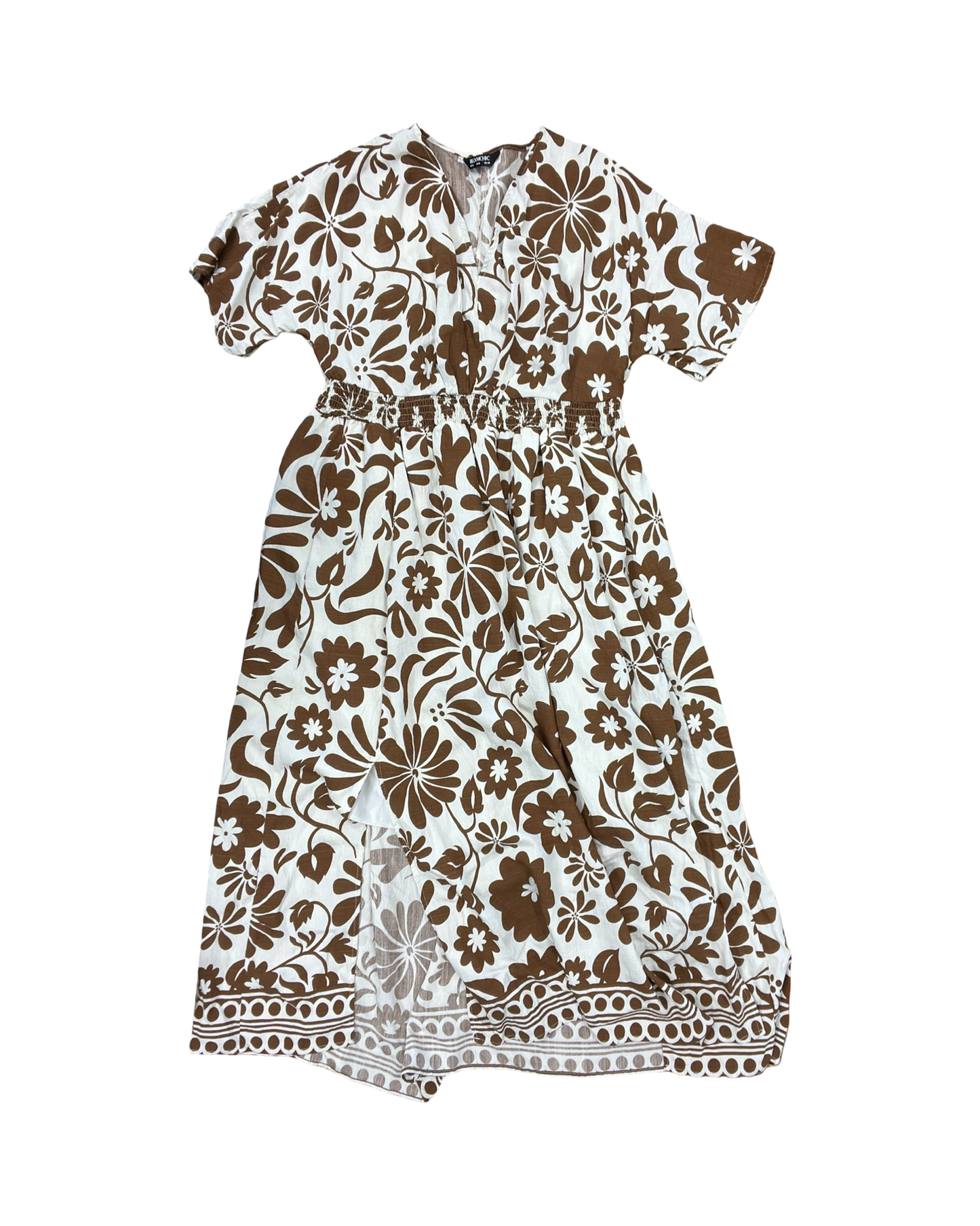 Dress Casual Maxi By Bloomchic In Brown & Cream, Size:L