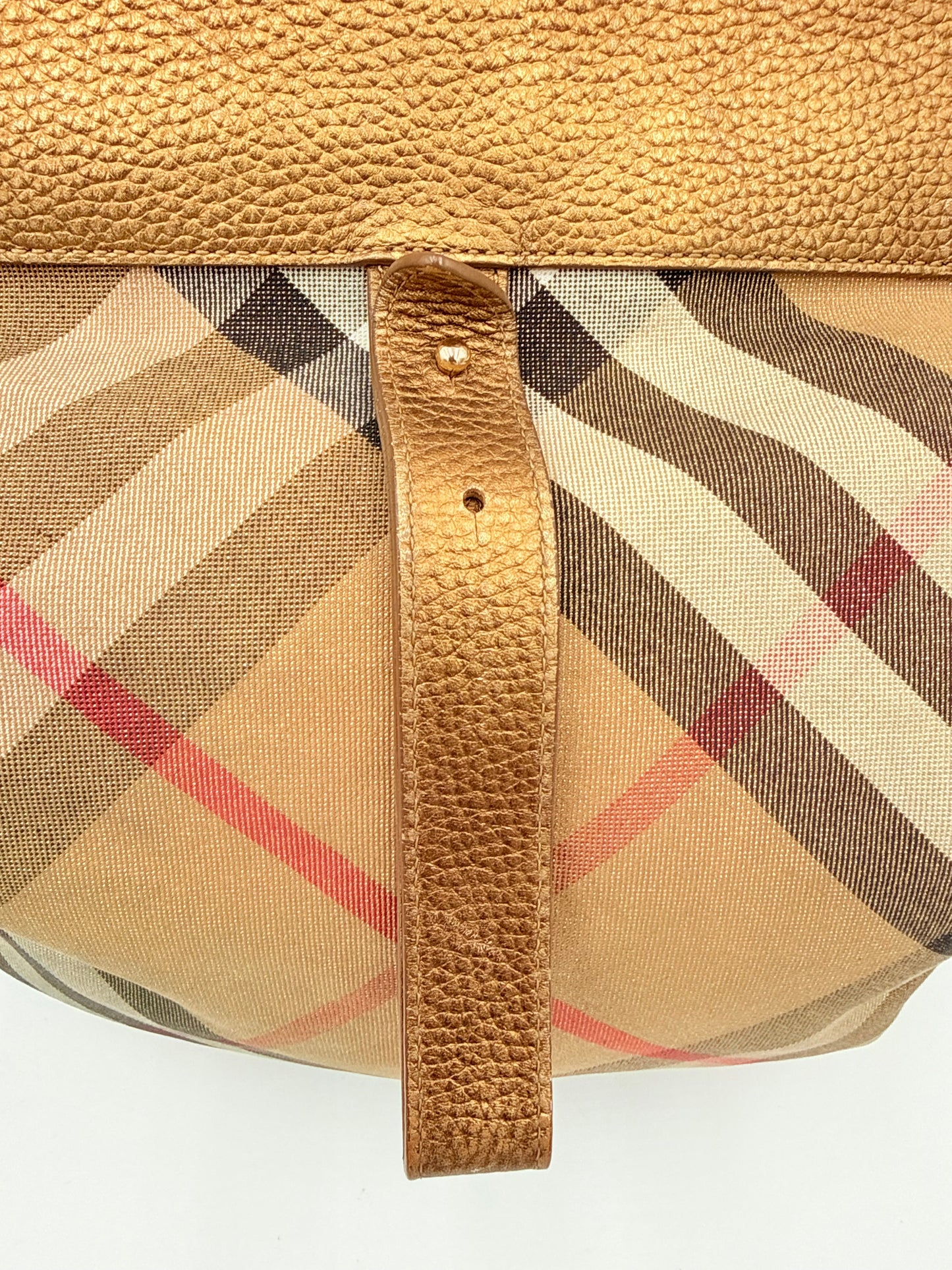 Handbag Luxury Designer By Burberry In Plaid Pattern, Size:Medium