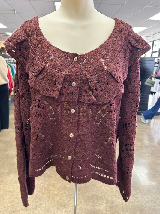 Sweater Cardigan By Ultra Pink In Brown, Size:Xl