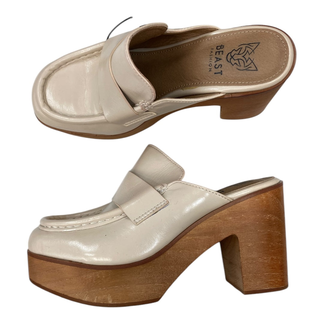 Shoes Heels Block By beast In Cream, Size:5.5