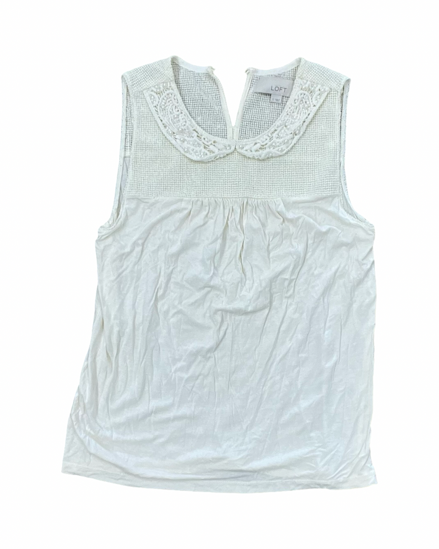 Top Sleeveless By Loft In Cream, Size:S