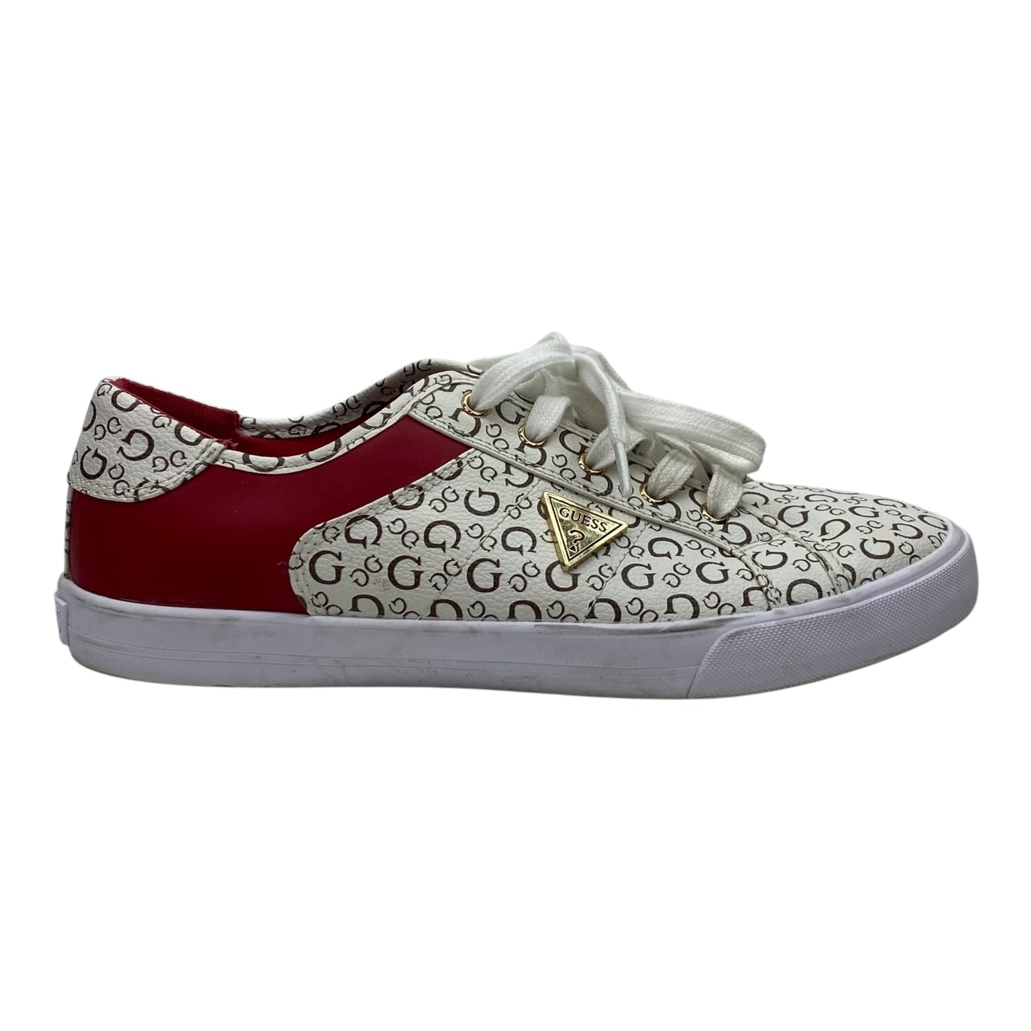 Shoes Sneakers By Guess In Cream & Red, Size:8.5