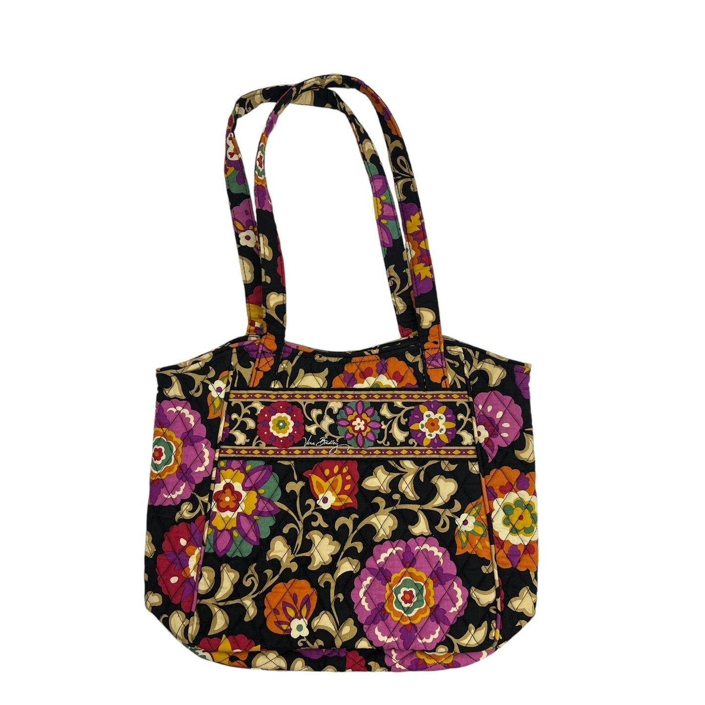 Handbag By Vera Bradley In Black & Tan, Size:Medium