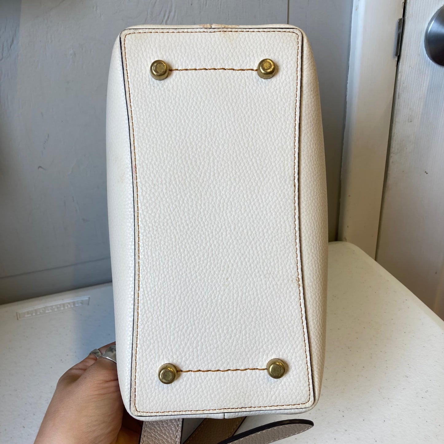 Handbag Designer By Coach In Beige, Size:Small