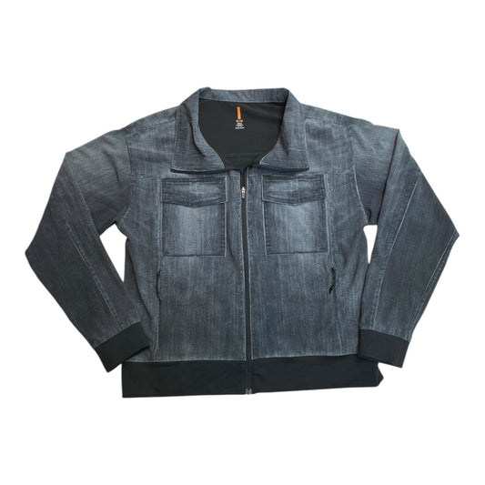 Athletic Jacket By Lucy In Black & Grey, Size:M