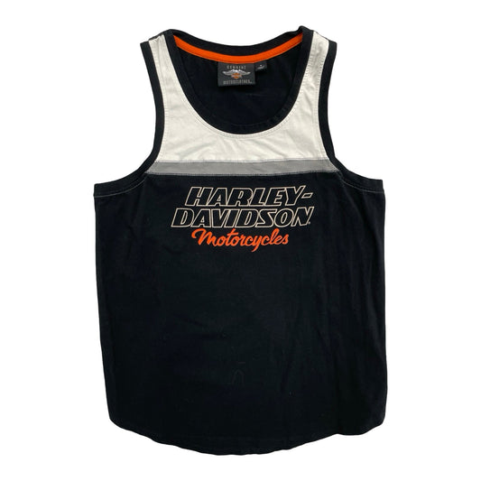 Top Sleeveless By Harley Davidson In Black & Orange, Size:M