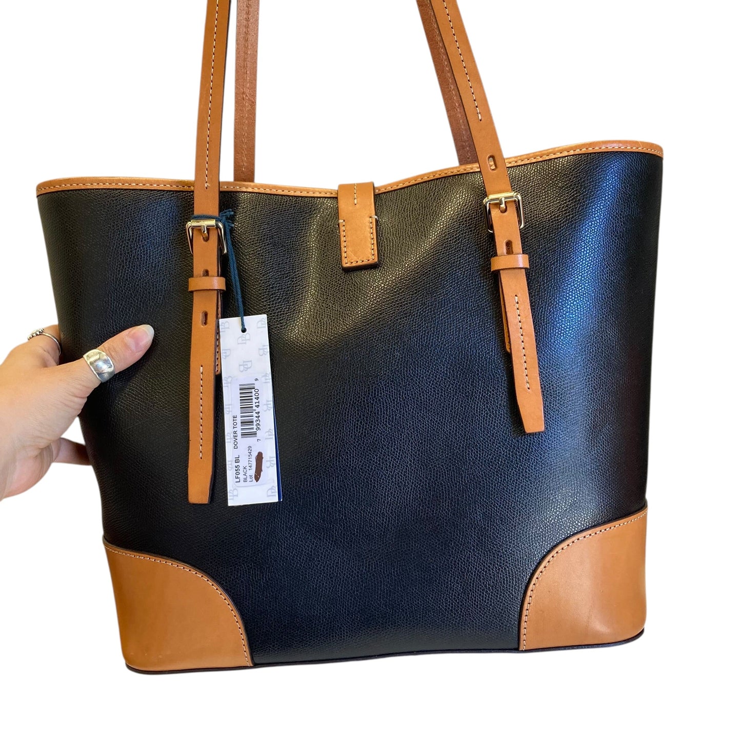 Tote Designer By Dooney And Bourke In Black & Tan, Size:Large