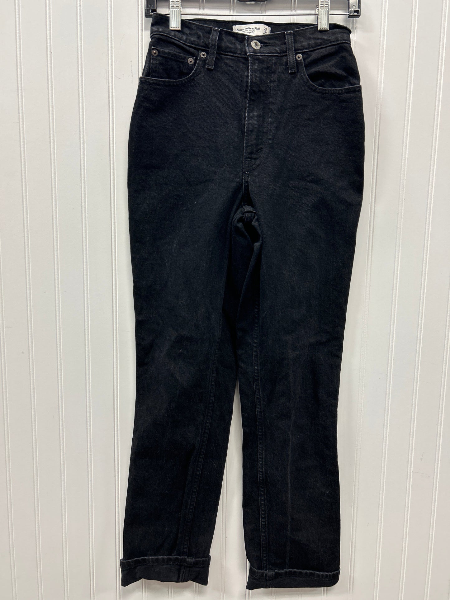 Jeans Straight By Abercrombie And Fitch In Black Denim, Size:0