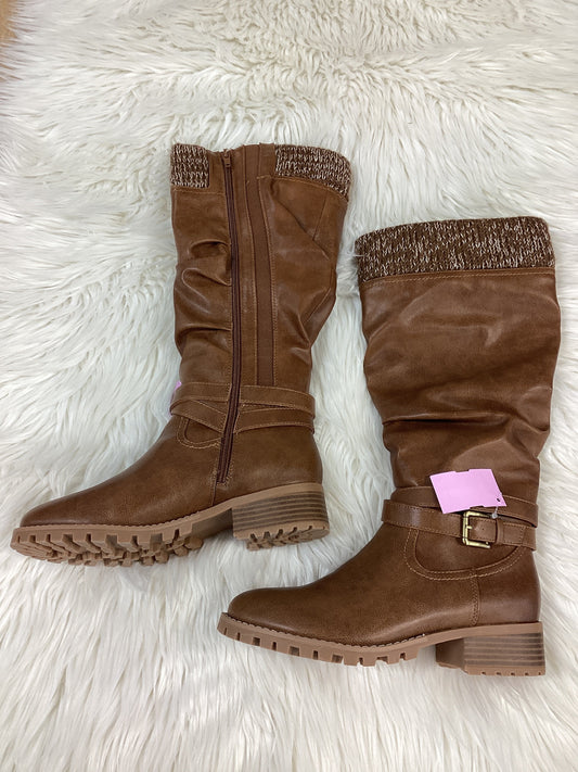 Boots Mid-Calf Flats By Clothes Mentor In Brown, Size:8