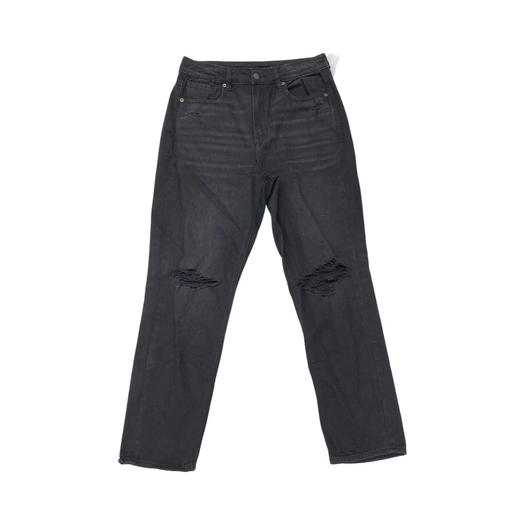 Jeans Straight By American Eagle In Black Denim, Size:8