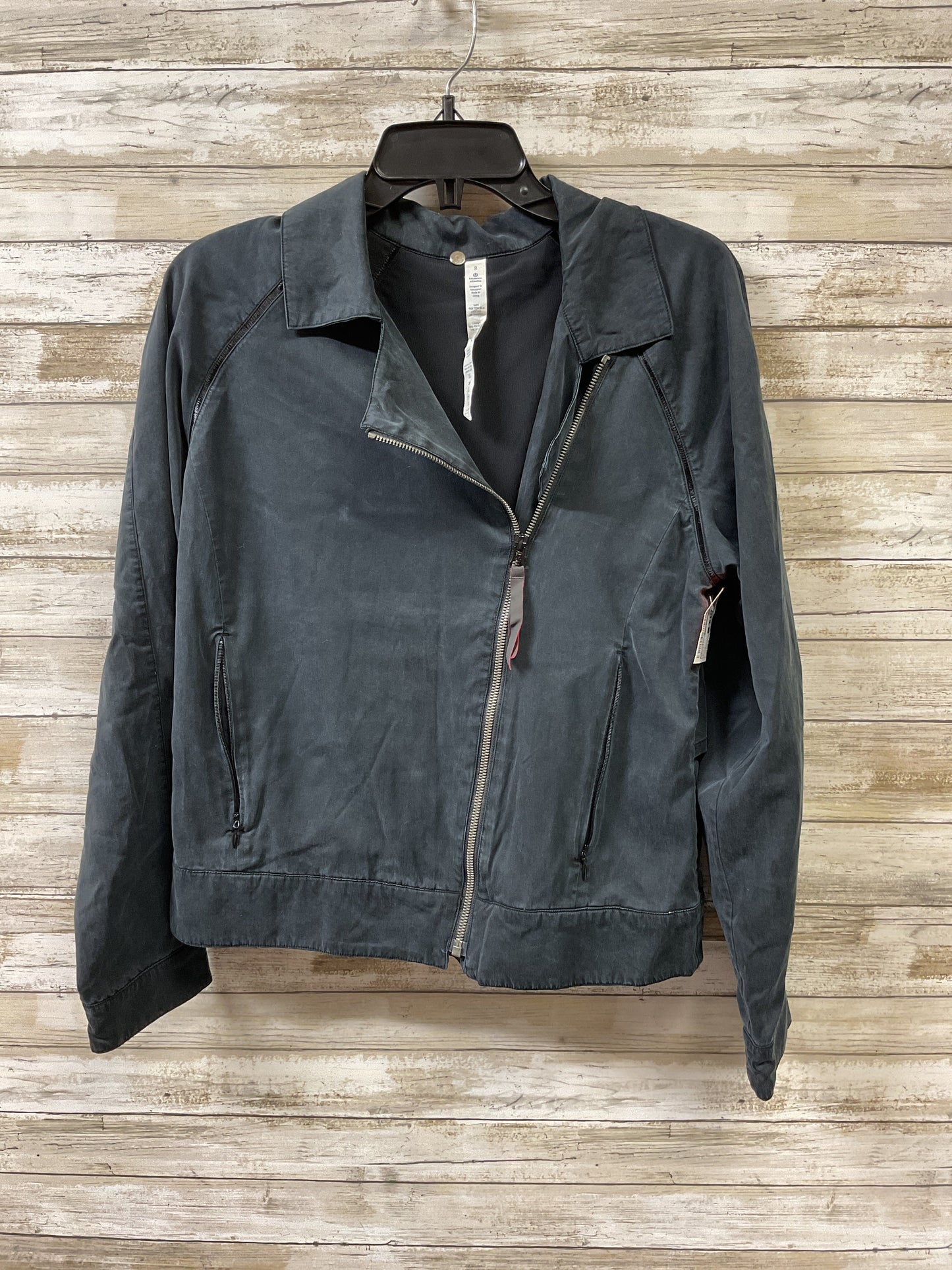 Athletic Jacket By Lululemon In Black, Size:8
