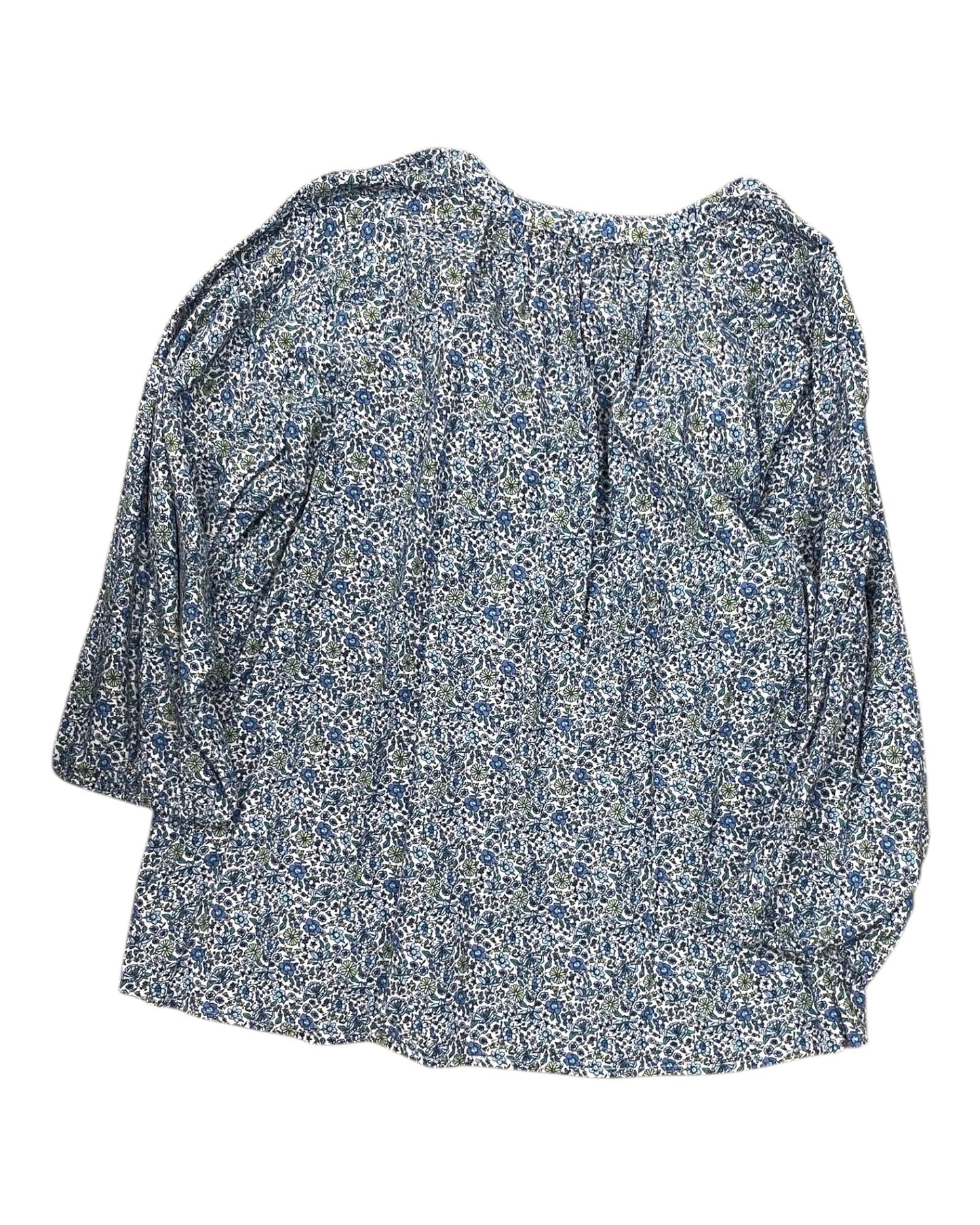 Blouse 3/4 Sleeve By St Johns Bay In Blue, Size:2X
