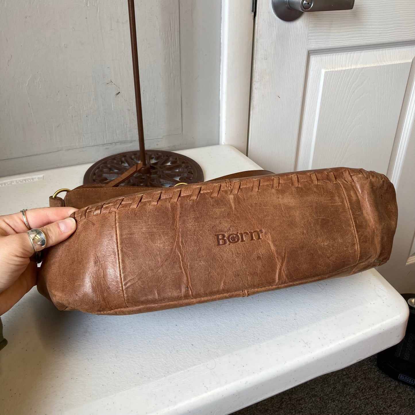 Crossbody Leather By Born In Brown, Size:Medium