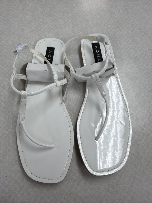 Sandals Flats By Aqua In White, Size:10