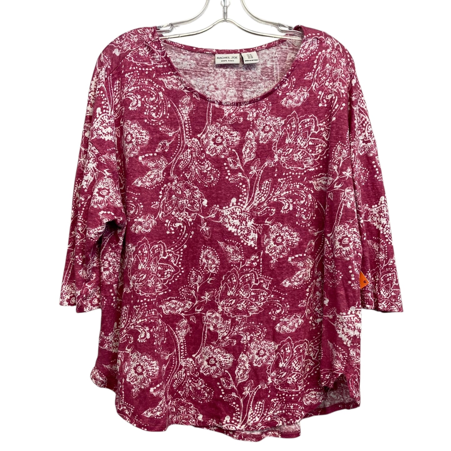 Top 3/4 Sleeve By Rachel Zoe In Pink & White, Size:1X