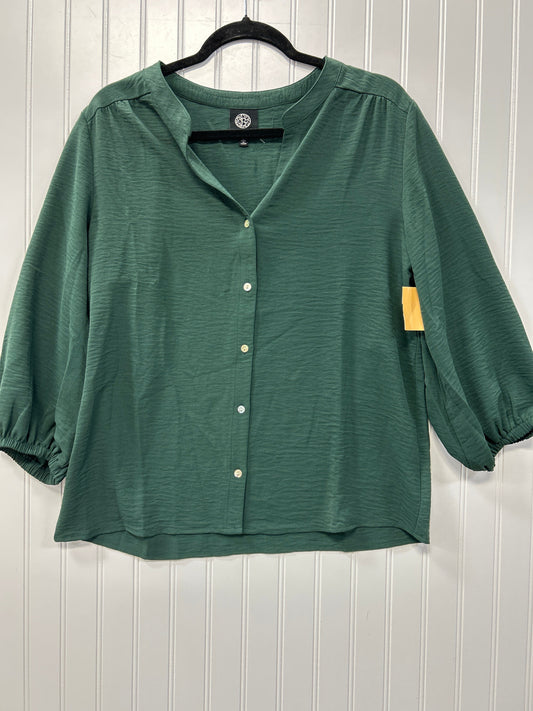 Blouse Ls By Bobeau In Green, Size:L