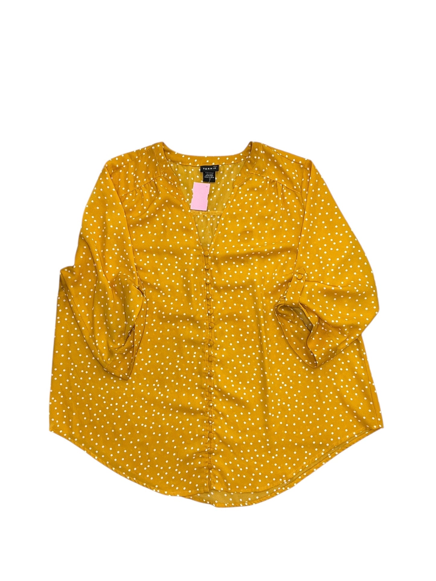 Top 3/4 Sleeve Basic By Torrid In Yellow, Size:Xl