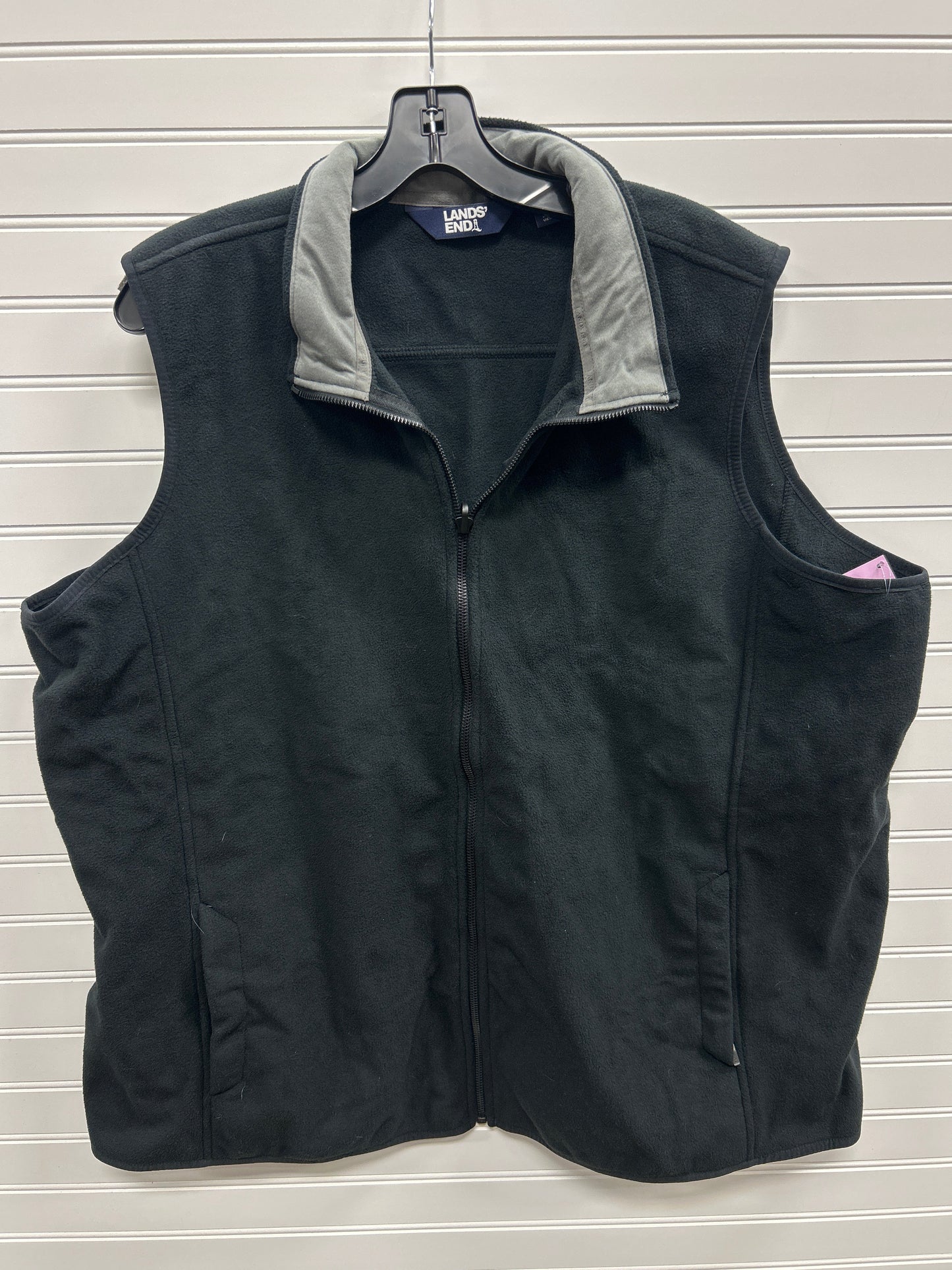 Vest Fleece By Lands End In Black, Size:2X