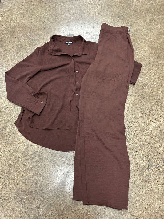 Pants Set 2Pc By Fashion Nova In Brown, Size:L