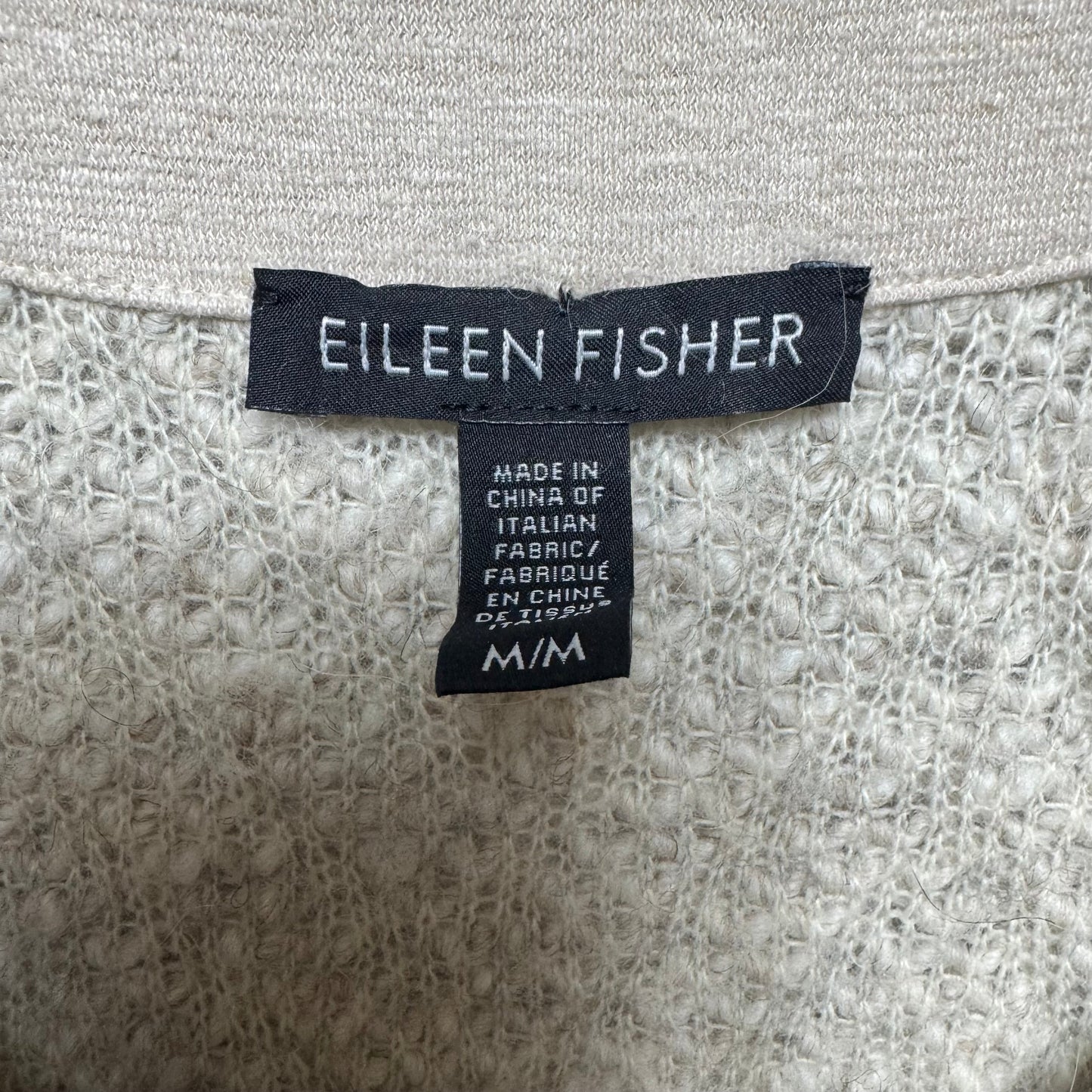 Wool Blend Sweater Cardigan By Eileen Fisher In Cream, Size: M